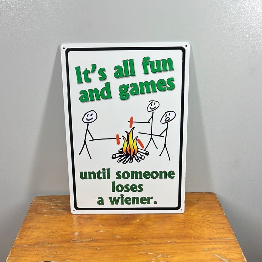 Fun and Games Metal Sign - Green and Black